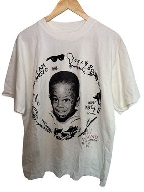 Lil wayne cream colored short sleeve portrit t shirt MEDIUM GRAPHIC